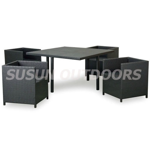 aluminum frame rattan table and chair